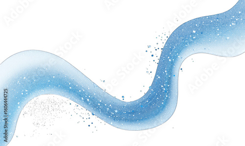 Abstract depiction of a flowing, light-blue stream with sparkles, set against a black background.  The stream meanders in an S-shape