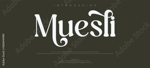 Muesli modern stylish calligraphy capital alphabet letter logo design