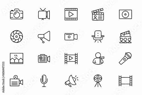 A dynamic bundle showcasing multimedia and news content creation through single-line art. Perfect for digital studios, content marketing, and broadcasting platforms