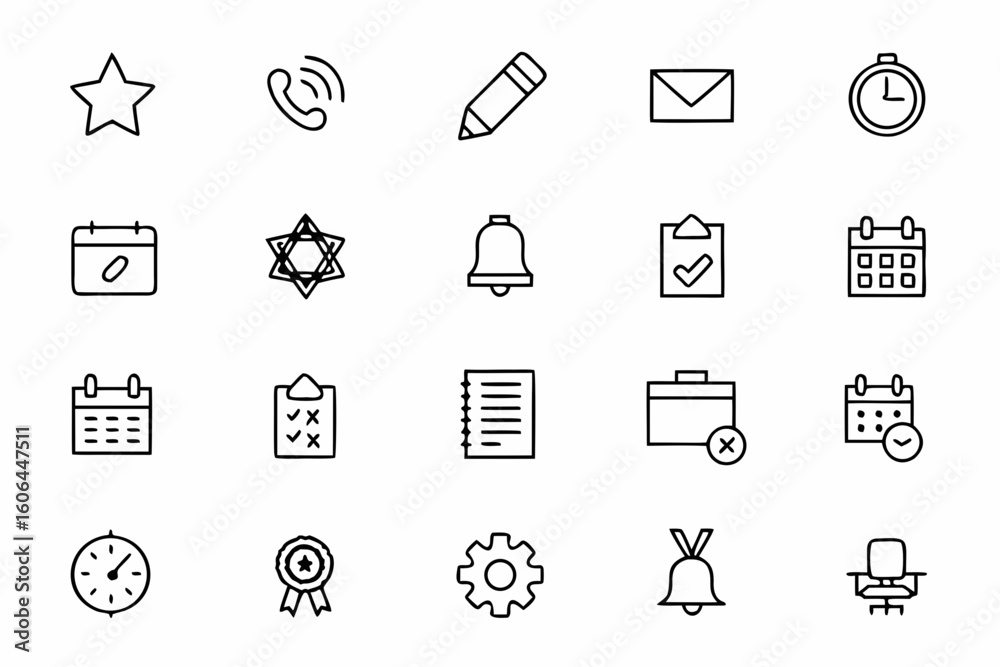 Fototapeta premium A versatile bundle visualizing task planning, completion, and productivity flow in sleek single-line illustrations. Great for corporate training, personal development, and app design
