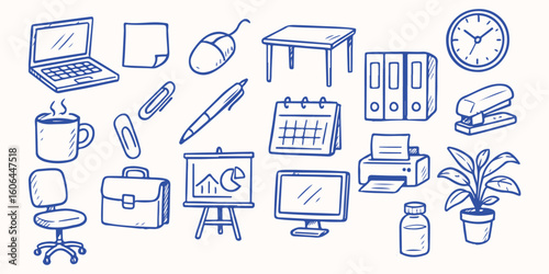 Hand drawn Daily Office for  sticker or notebook illustration
