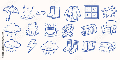 Hand drawn Rainy Day for  sticker or notebook illustration