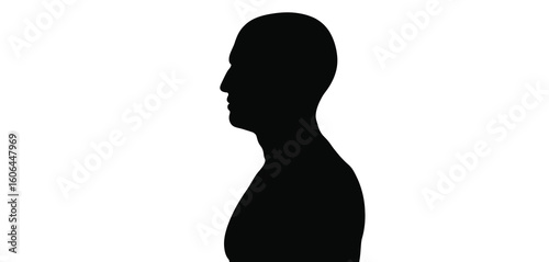 Profile silhouette of a man against a white background
