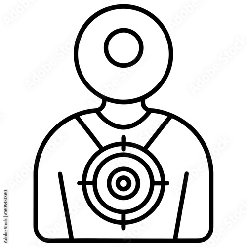 Goal setting target icon – outline editable stroke vector