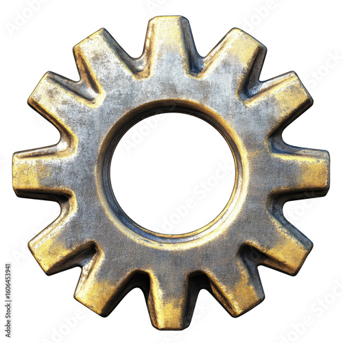 Weathered gold and grey metal gear