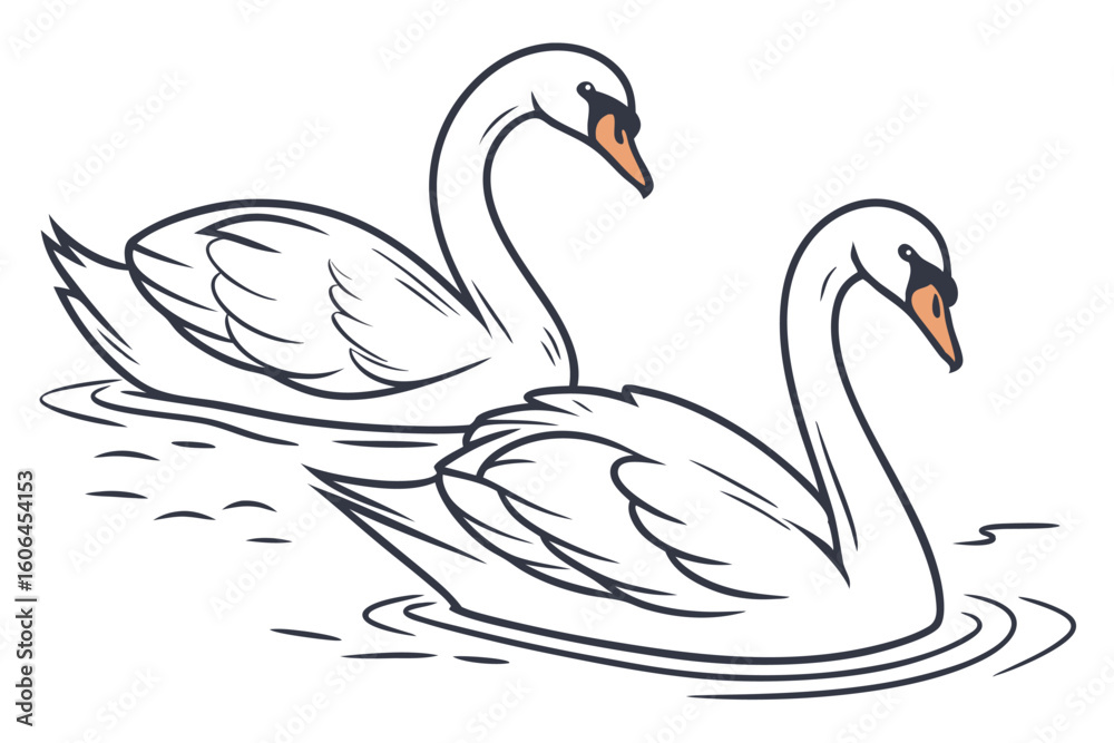 Fototapeta premium Elegant Swans Gracefully Gliding on Water A Serene Aquatic Scene of Beauty and Tranquility