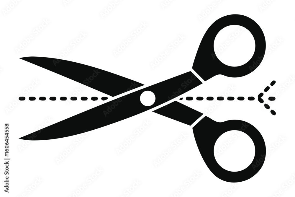 Scissors cutting through dotted line vector design for crafting and creative projects Scissors cutting through dotted line vector design for crafting and creative projects