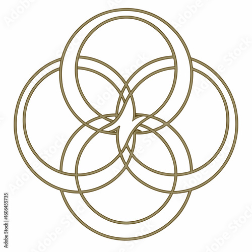 “Geometric Vector Illustrations of Overlapping Circles – Floral and Star Pattern Concepts”