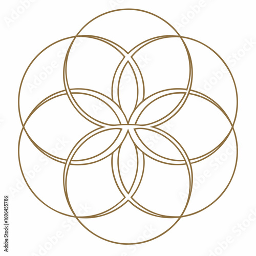 “Geometric Vector Illustrations of Overlapping Circles – Floral and Star Pattern Concepts”