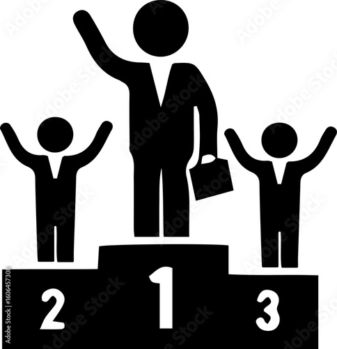 Business Success Podium Icon Showing First Second and Third Place Winners in Competition and Leadership Achievement
