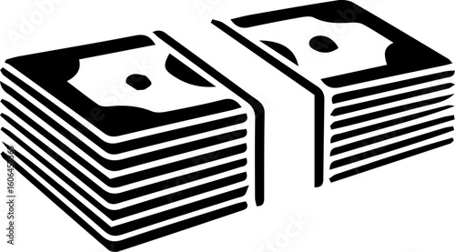 Cash Money Icon – Stack of Dollar Bills, Wealth, Finance, Banking and Payment Symbol
