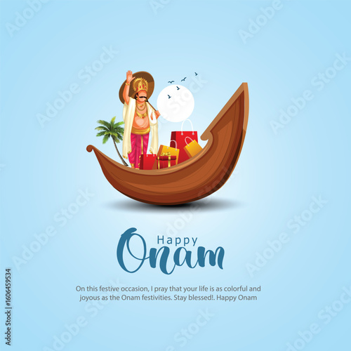 hand drown New Kerala festival happy onam with Indian white background, use for poster, leaflet , banner. abstract vector illustration design
