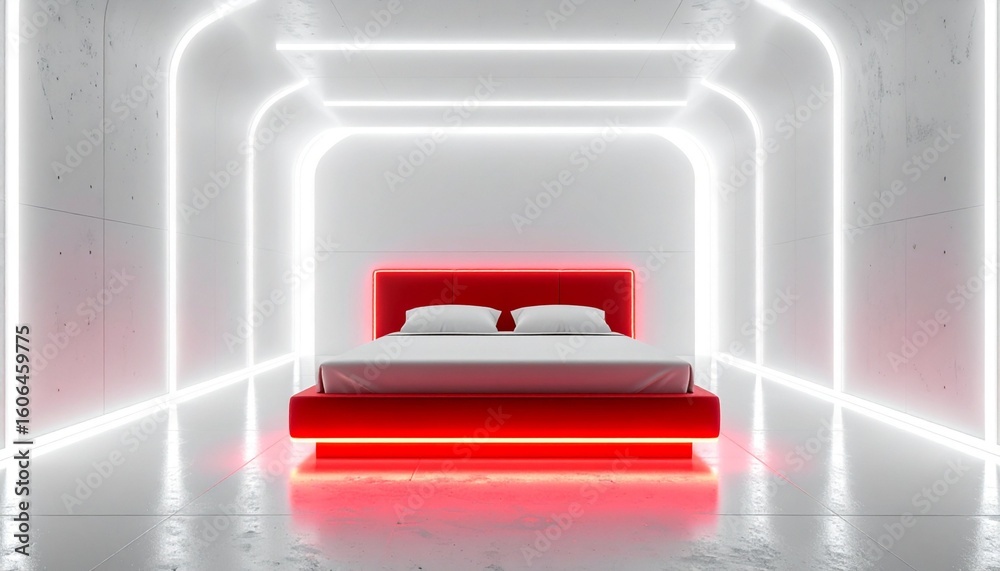 3D rendering, abstract white neon background, glowing red bed in virtual space, futuristic wallpaper, cybernetics technology.
3D rendering, abstract white neon background, glowing red bed in virtual space, futuristic wallpaper, cybernetics technology.