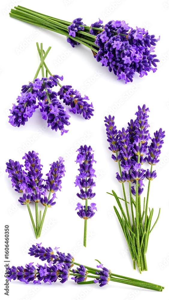 Obraz premium Lavender sprigs arranged on white