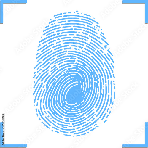 Blue fingerprint, vector icon. Identification. Biometric. Digital authentication. eps 10