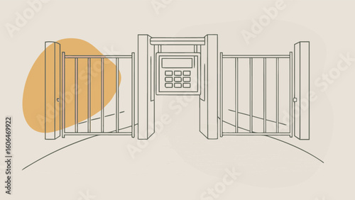 Automatic gate security system with keypad access control entrance for modern home and building access