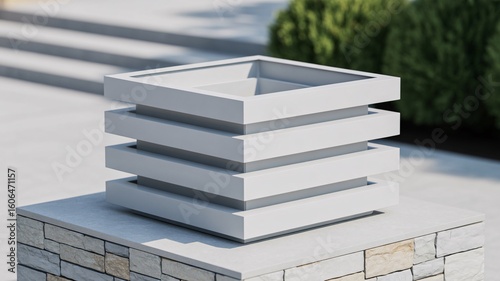 Modern outdoor planter square concrete flower pot for garden patio deck landscaping design and decor ideas