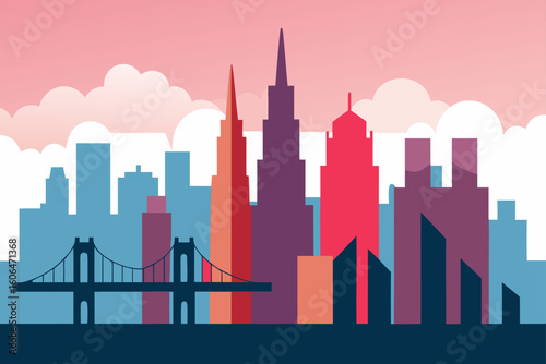 seattle skyline in red