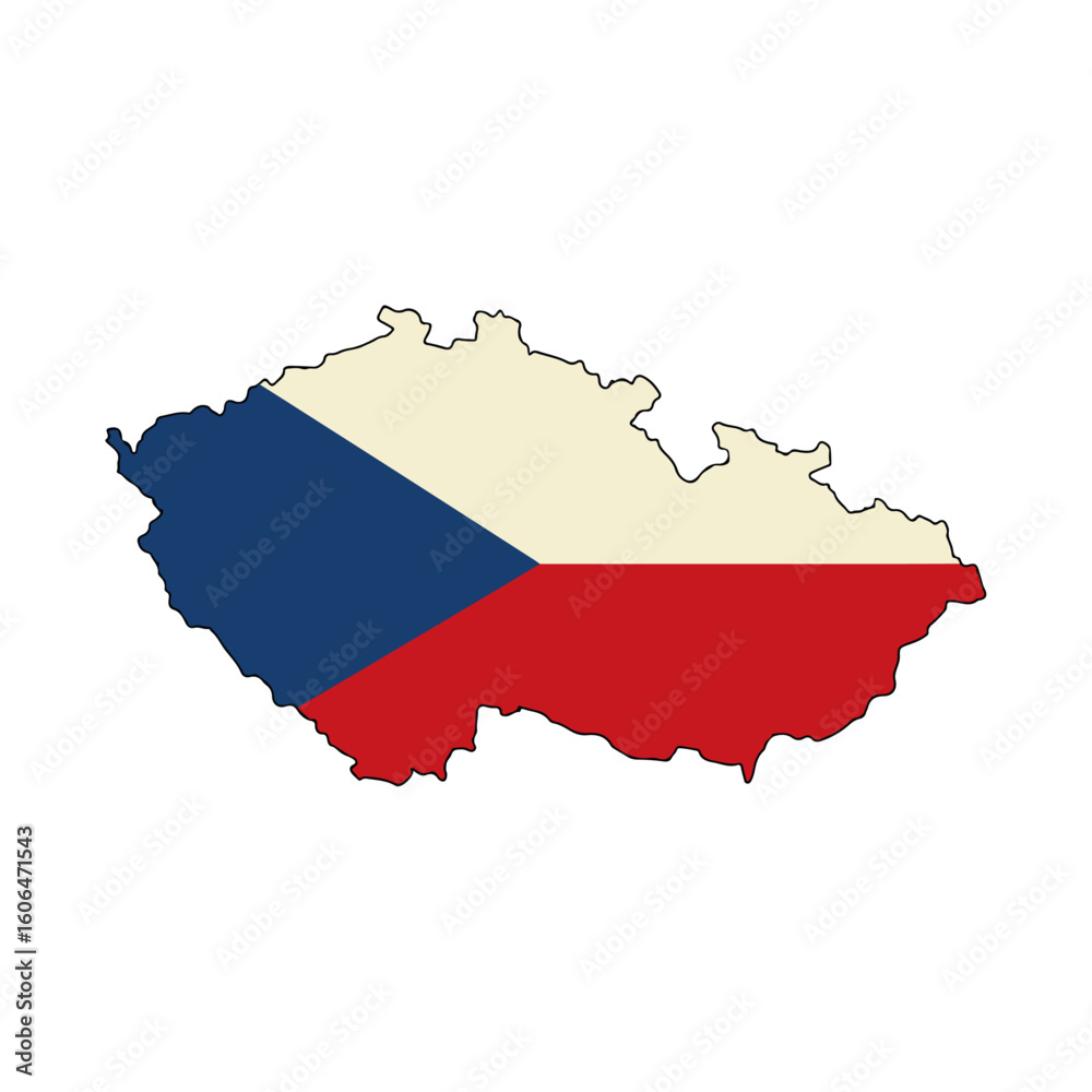 Flat Vector Map of Czech Republic with National Flag Colors on White Background – Stylized Graphic Emblem Flat Vector Map of Czech Republic with National Flag Colors on White Background – Stylized Graphic Emblem