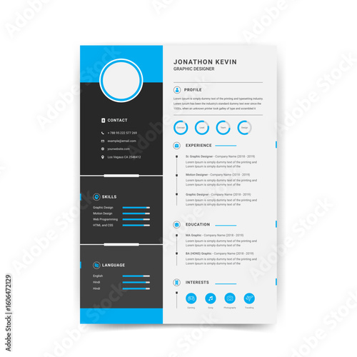 Creative modern resume template design | Premium