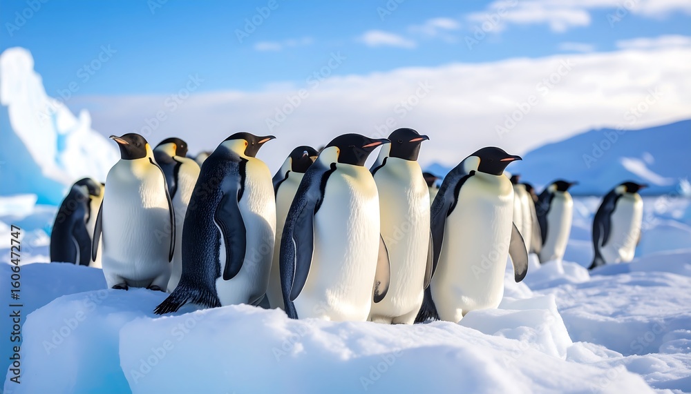 Obraz premium Emperor penguins on ice in Antarctica.