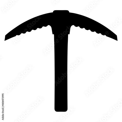 Silhouette of a vintage ice axe tool for climbing purposes