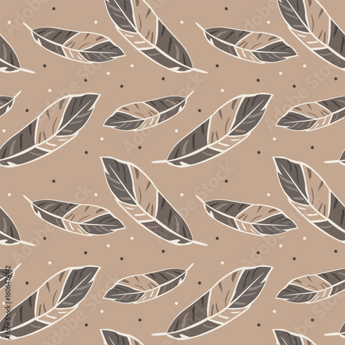 Artistic feather pattern displayed on a smooth background, featuring earthy colors and subtle textures. The design creates a tranquil and natural aesthetic perfect for various applications.