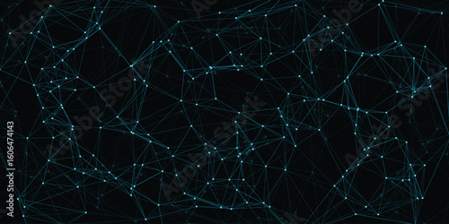 Abstract networked connections illustration featuring blue nodes and connecting lines on a black background representing digital connectivity
