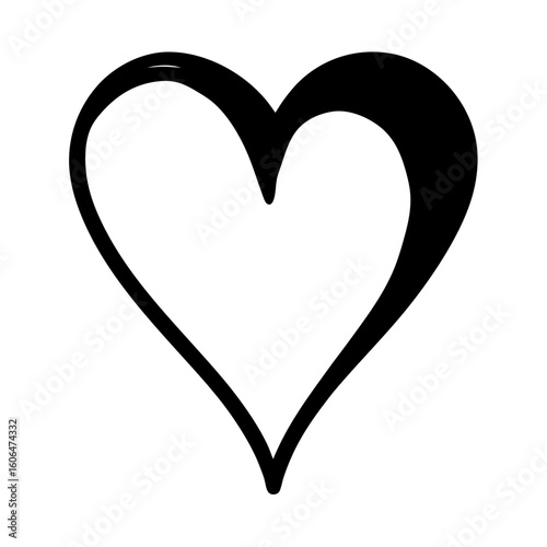 Simple heart shape outline in bold black on white background image