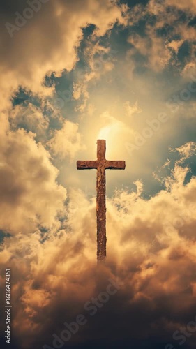 Cross against a cloudy sky. AI.