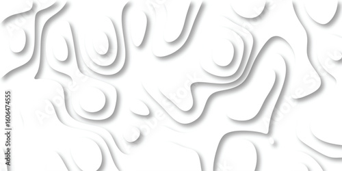 Abstract white paper cutout design featuring layered topographic contours with soft shadows for modern creative backgrounds