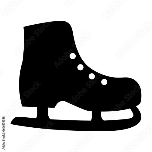 Black silhouette of an ice skate on a white background image