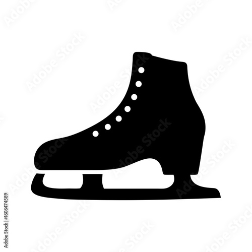 Black silhouette of an ice skate on a white background image