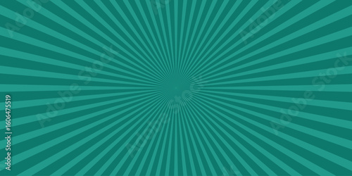 Teal colored burst design with radiating lines from a central point suitable for use as a backdrop for presentations or design projects and other related concepts.