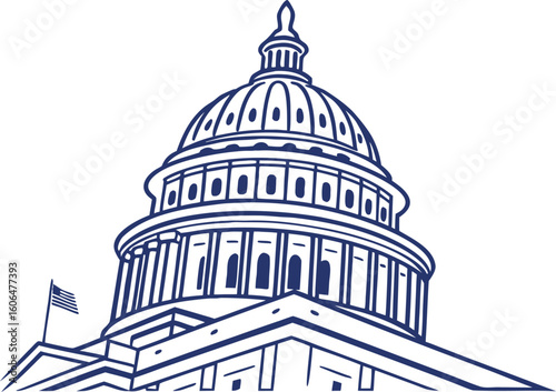 United States Capitol building dome with flag architecture government