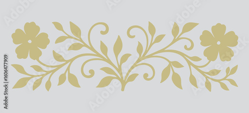 Elegant Floral Border Design Featuring Flowers and Vines, Ideal for Invitations and Decorative Elements with a Subtle Vintage Touch