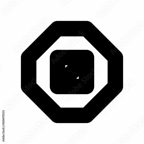 Abstract Octagon and Square Icon - Minimalist Geometric Design