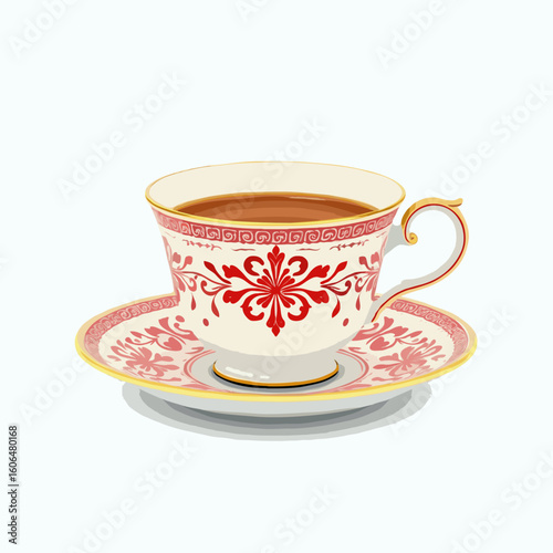 cup of tea with saucer on white background