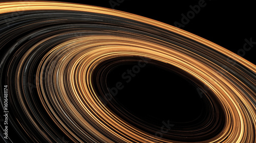 A large, glowing circle with a black background