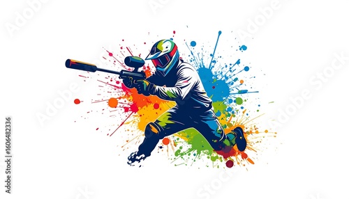 Action shot of a paintball player (1)