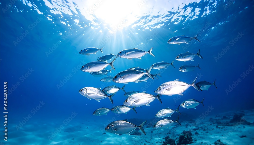 Fototapeta premium School of fish in deep blue water