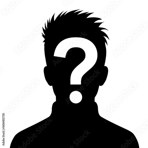 Anonymous person with a question mark, representing uncertainty and identity, what is the answer?