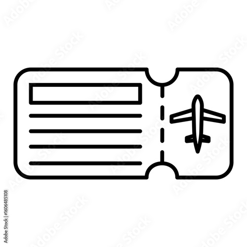 flight ticket line icon with editable stroke