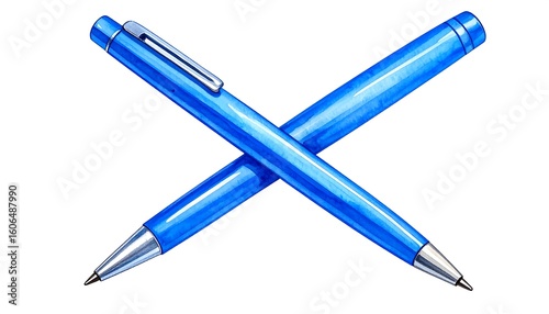Elegant intersecting blue pens providing a sense of focus and precision concept