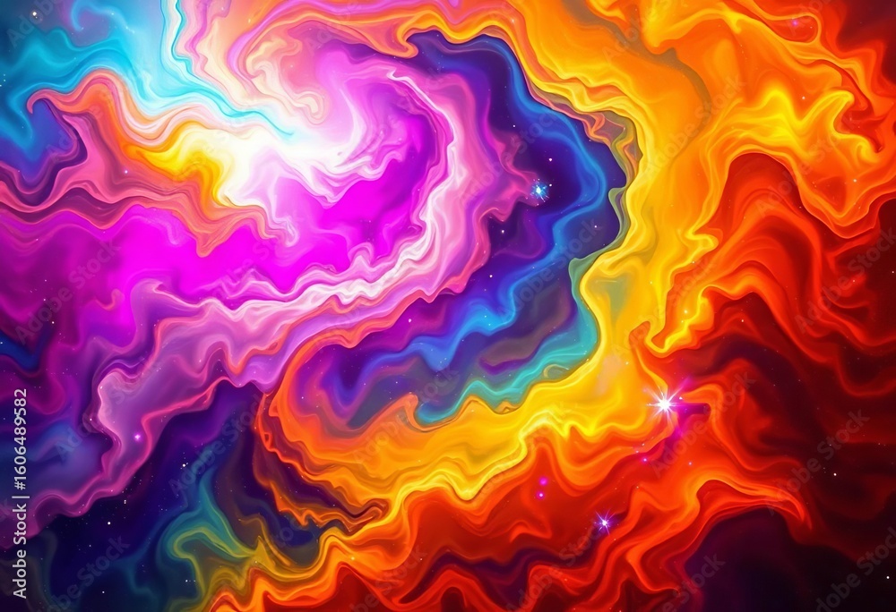 Fototapeta premium Abstract swirling cosmic nebula, vibrant colors, ethereal glow, celestial, purple