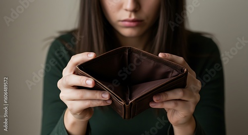 Empty Wallet Held by Desperate Hands