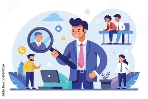 Micromanaging boss overseeing employees in an office setting focused on close monitoring and supervision during work hours