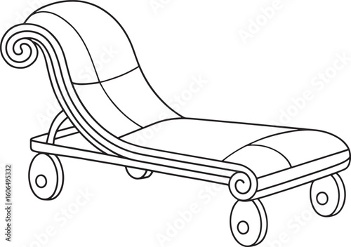 Vintage chaise lounge outline perfect for cozy coloring pages and classic room interior decor ideas