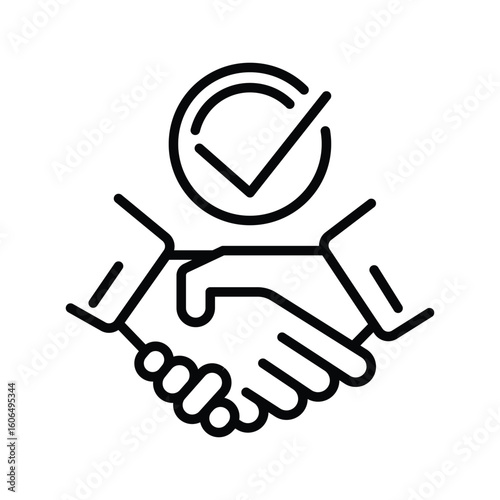 A handshake with a check mark above it