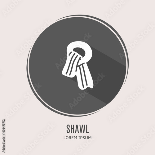 Symbol shawl logo. Illustration of shawl in flat. Stock vector.
